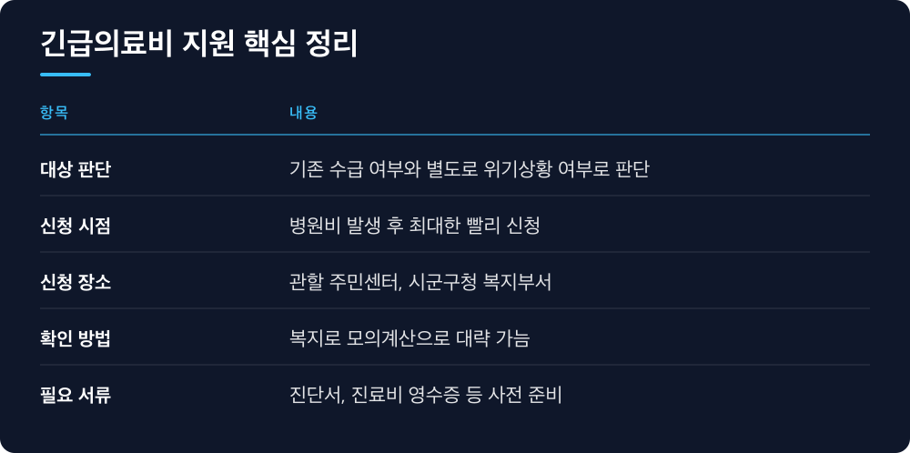 긴급의료비 지원 핵심 정리
