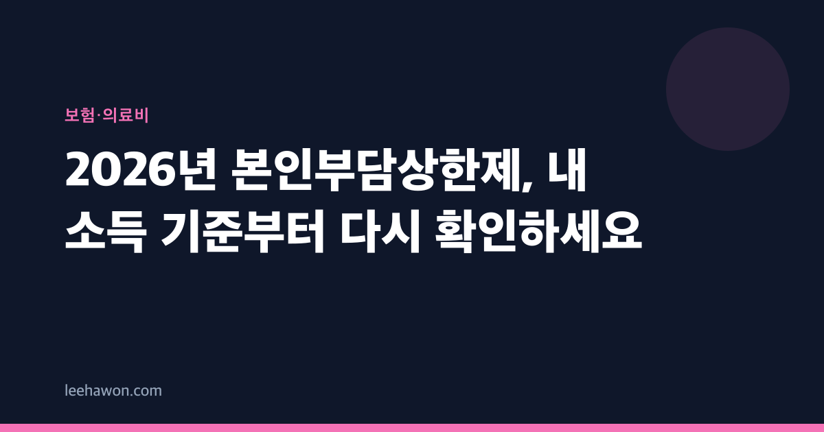 2026년 본인부담상한제, 내 소득 기준부터 다시 확인하세요